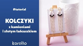 Czarno-białe kolczyki na żyłce ze złotymi łańcuszkami - #BiżuteryjneABC