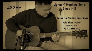 Lightnin’ Hopkins Style (1940s) “Blues in E” Solo Acoustic Blues Guitar (A=432Hz) Hideo Date