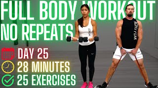 Full body No Repeat Workout - Dumbbells or Resistance Bands - 31 DoF Day 25