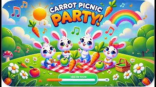 🎉 Carrot Picnic Party! Rabbit Fun 🐰🍎 Bunny Rhyme for Kids | Sing Along & Enjoy! 🌈🎶