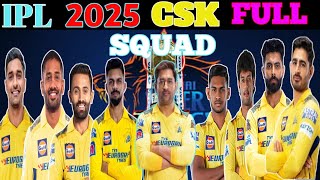 IPL 2025 CSK FULL SQUAD |IPL 2025 Chennai Super Kings Full Squad|| @ipl @cskofficial