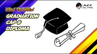 How to draw Graduation Cap and Diploma step by step