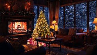 Cozy Christmas Ambience | Relaxing snowstorm, fireplace  | Winter wonderland ASMR