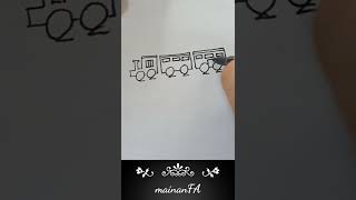 easy drawing train🚂🚋🚃🚋🚃🚋🚃 start by numbers 22 22 22 #shorts