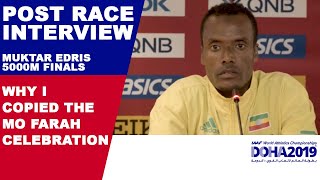 MUKTAR EDRIS DEDICATED HIS CELEBRATION TO MO FARAH | World Athletics Championships Doha 2019