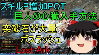 Lost Ark スキルポイント増加POT 巨人の心臓入手方法 突破石が大量ボスラッシュ ゆっくり