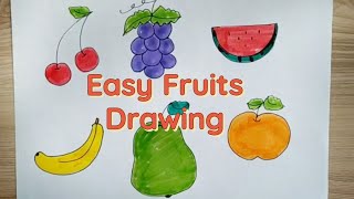 How to draw fruits for kids || Fruits Drawing || Easy fruit drawing