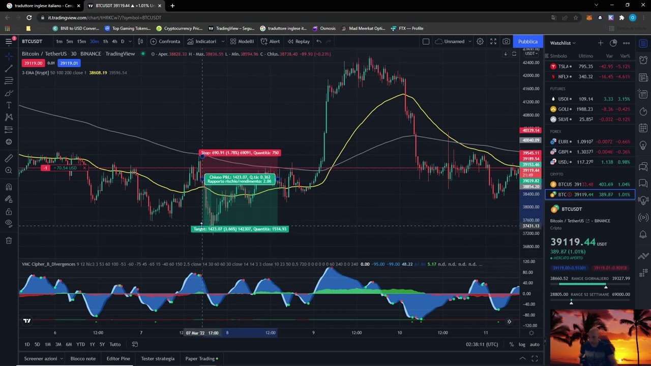 STRATEGIA SCALPING TRADING EMA+VUMANCHU Cipher B ||| Profit Rate ...