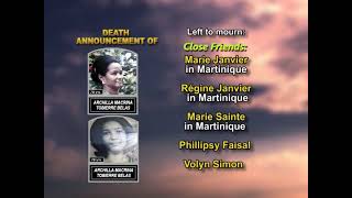 Archilla Macrina Tobierre Belas ~ Long Obituary
