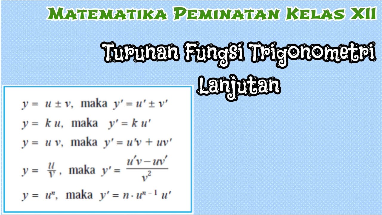 Materi Turunan Fungsi Aljabar Kelas 12