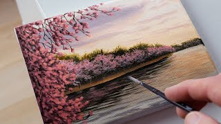 Painting A Cherry Blossom Tree Forest with Acrylics - Paint with Ryan