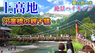 【上高地】可愛い親子猿／絶景ハイキング／大正池から河童橋／夏の思い出／2022年8月Kamikochi / Spectacular view of the Hotaka mountain range