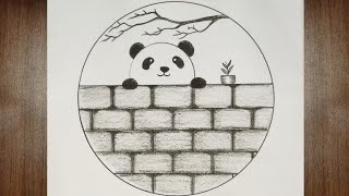 Panda Drawing Easy 😍 Cute Panda Drawing  In Circle ❤️ رسم سهل باندا 😍 Como Desenhar Panda Kawaii ❤️