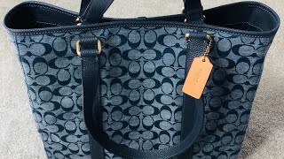 COACH Hudson Double Handle Tote Signature Chambray #unboxing #coachoutlet #coach #tote #denim