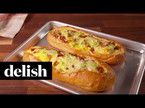 Recipe for bread filled with bacon, egg and cheese