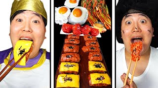 Mukbang Asmr Spicy Buldak Rice Paper Rolls, Spicy Food Noodle, Fried Chicken eating show