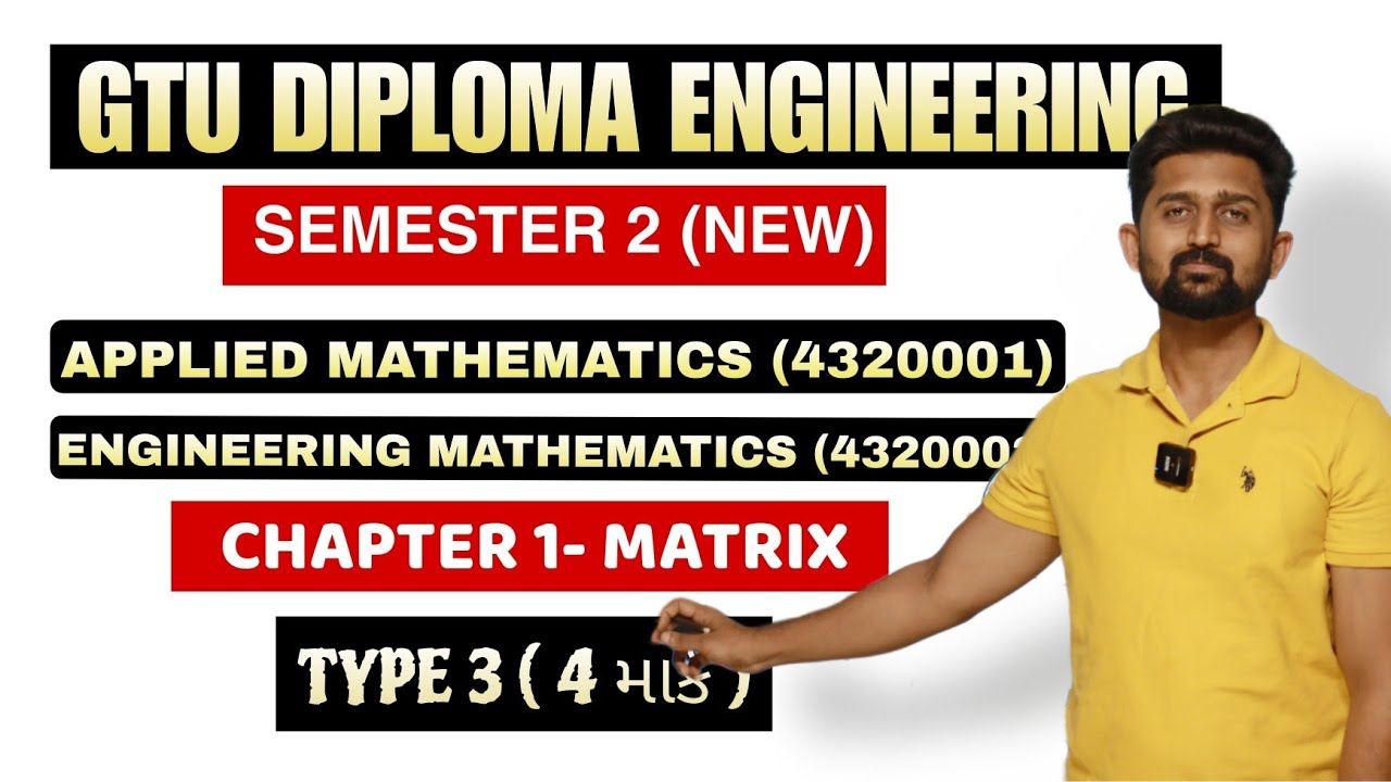 Diploma Sem 2 Mathematics Chapter 1 Matrices 18 Marks Type 3 Gtu