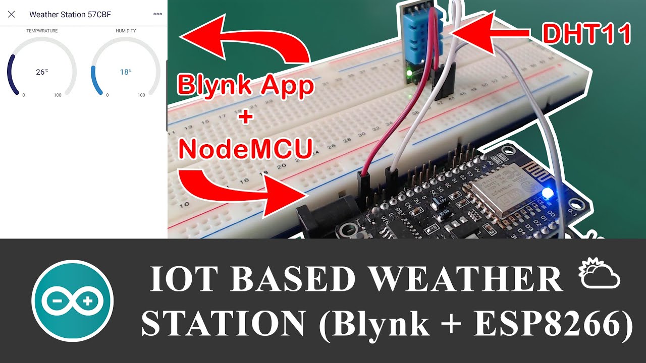 Iot based weather station using blynk apps and nodemcu temperature