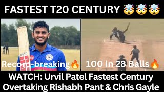 SMAT 2024 - Urvil Patel Record-breaking Fastest Century | 100 off 28 Balls | Highlights