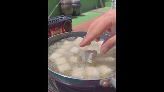 Sweet chili tofu mukbang in an Korean old house