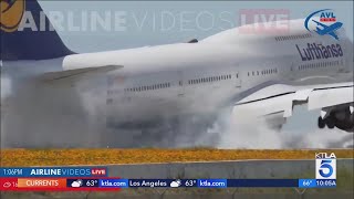 Wild video shows 747's rough touch-and-go at LAX