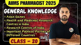 AIIMS CRE Pharmacist | General Knowledge | Marathon | Class - 20 #aiims_exam #aiims #pharmacyindia