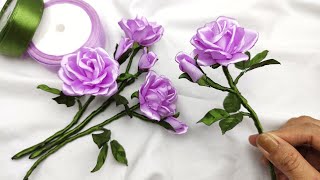 DIY satin ribbon roses/how to make Roses with satin ribbon