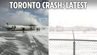 Live scenes of wreckage as passenger jet at Toronto Pearson Airport crashes on landing