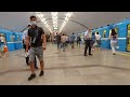 novosibirsk 4k metro at rush hour station ploshchad marx 🚇 leninskaya line asmr