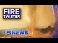 Strong winds form 'fire twister' on Kangaroo Island | Nine News Australia