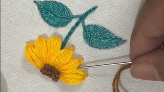 sunflower hand embroidery/easy and simple flower design