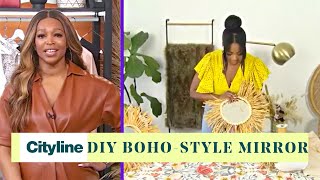 A step-by-step DIY boho inpsired raffia mirror tutorial