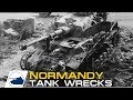 Hour of D-Day Normandy Destroyed German and Allied tanks and vehicles footage.