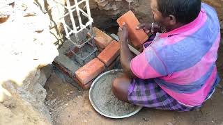 RCC column footings_ fantastic work columns reinforced concrete with bricks work