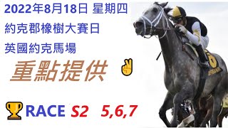 🏆🎖2022年8月18日 🎖星期四 🐴約克郡橡樹大賽日越洋轉播賽事😃英國約克馬場👍 香港賽馬貼士 HONG KONG HORSE RACING TIPS✌ RACE S2  5  6  7