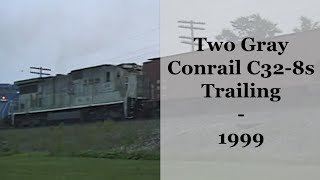 Two Gray Conrail C32-8s Trailing - 1999