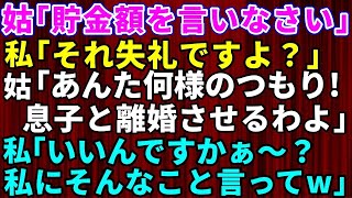 【スカッとする話】姑「貯金がいくらあるか私に言いなさい！」私「それ失礼ですよ？」姑「何様のつもり！？離婚させるわよ！」私「あんたこそ何様だよ？いいんですか私にそんな事言ってｗ」【修羅場】