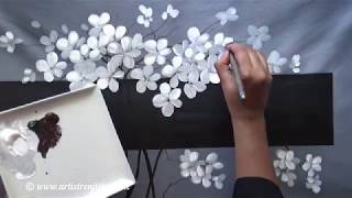 step by step acrylic painting for beginners on Large Canvas | BLACK & WHITE