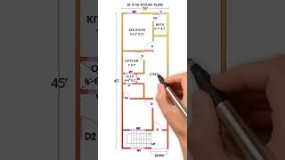 16x45 house plan| 2bhk plan #housedesign #houseplan #house #short