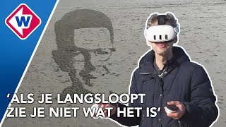 Wat doet deze man op het strand?