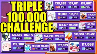 I attempted the TRIPLE 100,000 CHALLENGE with 12 Different POKEMON | Pokemon Unite