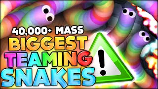 THE TWO BIGGEST RAINBOW SNAKES TEAMING EPIC W/ 40 000 MASS (SLITHER.IO / SLITHERIO Funny Moments #7)