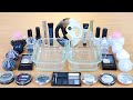 BLACK vs WHITE SLIME Mixing makeup and glitter into Clear Slime Satisfying Slime Videos