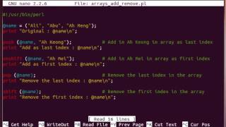 Perl Arrays Add and Remove Example