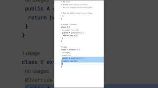 Covariant Return type in java #coding #javaclass #javaprogramming #programminglanguage #corejava