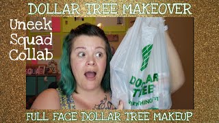 DOLLAR TREE MAKEOVER/FULL FACE DOLLAR TREE MAKEUP/UNEEK SQUAD COLLAB