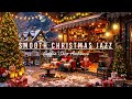 Snow Falling at Cozy Christmas Porch Ambience with Smooth Christmas Jazz Music for Unwind, Good Mood