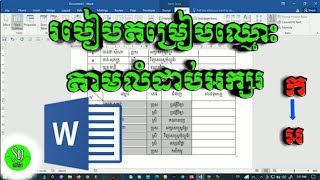 របៀបតម្រៀបឈ្មោះតាមលំដាប់អក្សរក្នុងបញ្ជីឈ្មោះ{Cambodia Sn}