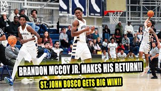 Brandon McCoy MAKES HIS RETURN and helps lead St. John Bosco to a NARROW win vs JSerra HS!!