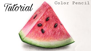 How To Draw A Watermelon | Colored Pencil Tutorial (Very Easy)